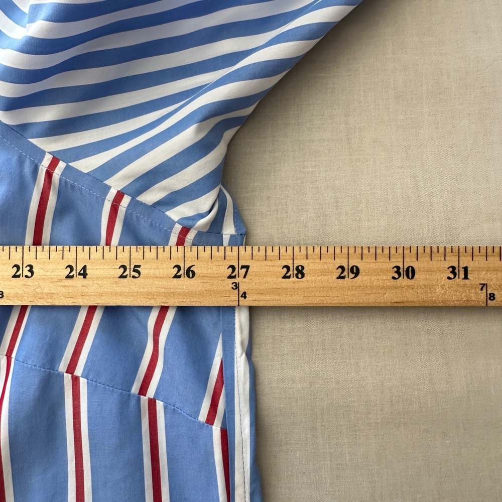 Lands' End Women's 22W Button Down Shirt Blue Striped No Iron Supima - Picture 3 of 10